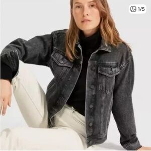 Everlane Black Washed Trucker Jean Jacket - Women's